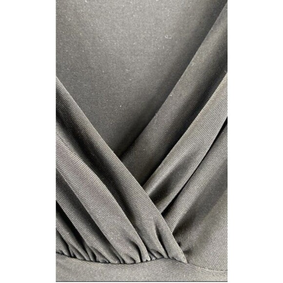 Ralph Lauren Women's Black Ruched Vneck Knee Ruched Dress Size 14 EUC - Picture 5 of 8